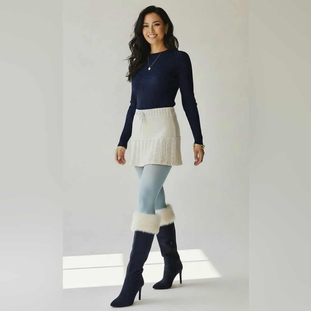 Aéropostale Cream Cable Knit Mini Skirt